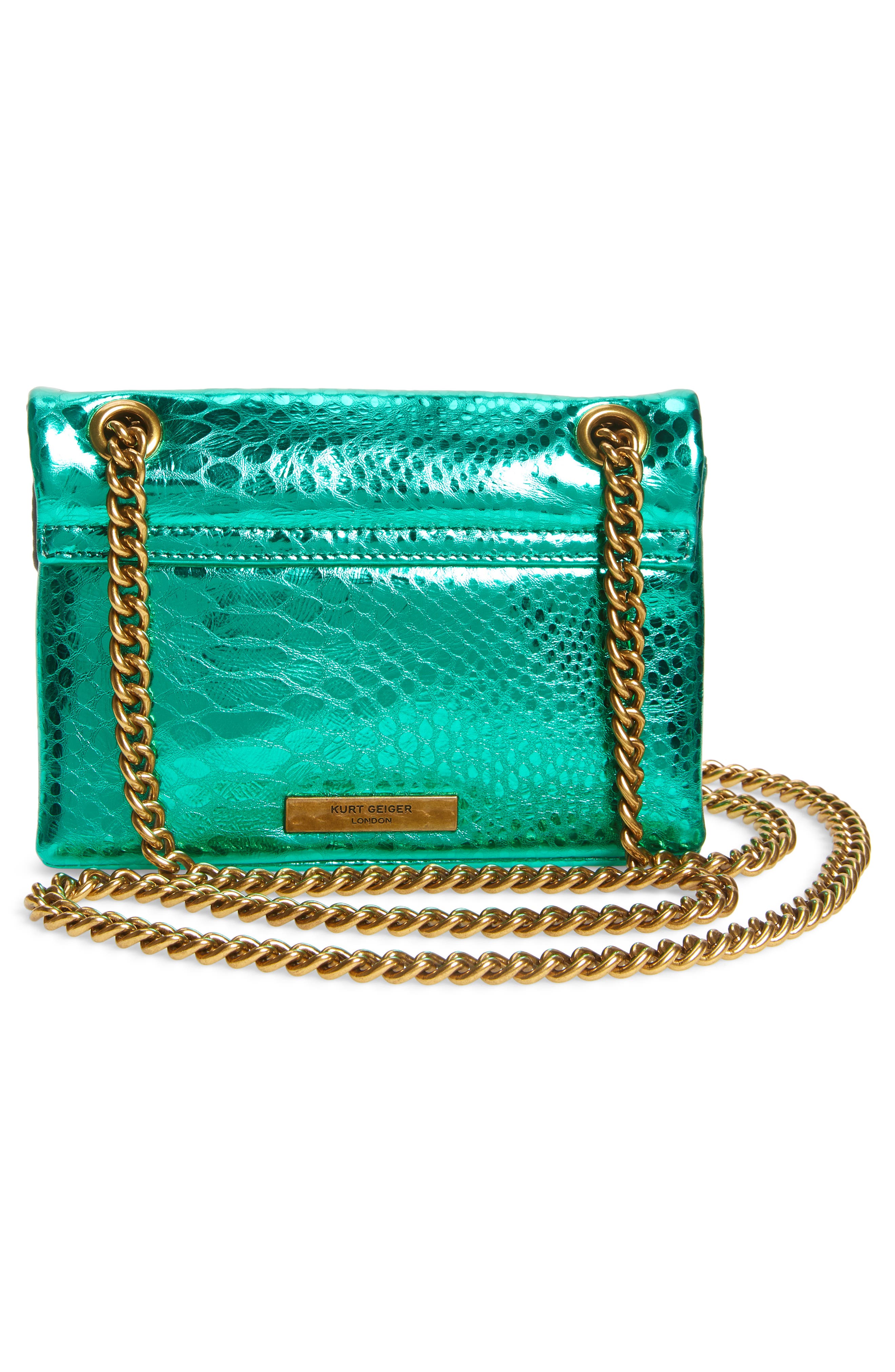 Kurt Geiger London Rainbow Shop Mini Kensington Metallic Snake Embossed Leather Crossbody Bag, Alternate, color, 