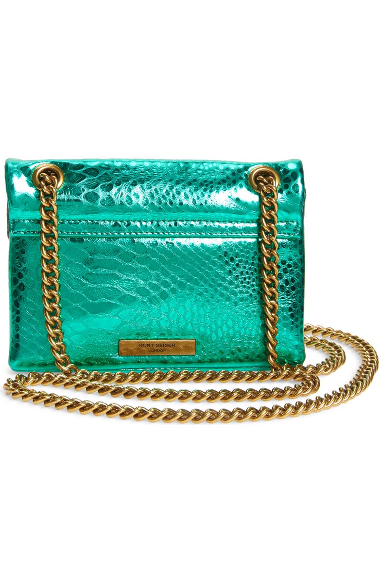 Kurt Geiger London Rainbow Shop Mini Kensington Metallic Snake Embossed Leather Crossbody Bag, Alternate, color,
