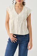 Reistor Embroidered Deep V-Neck Cotton Top