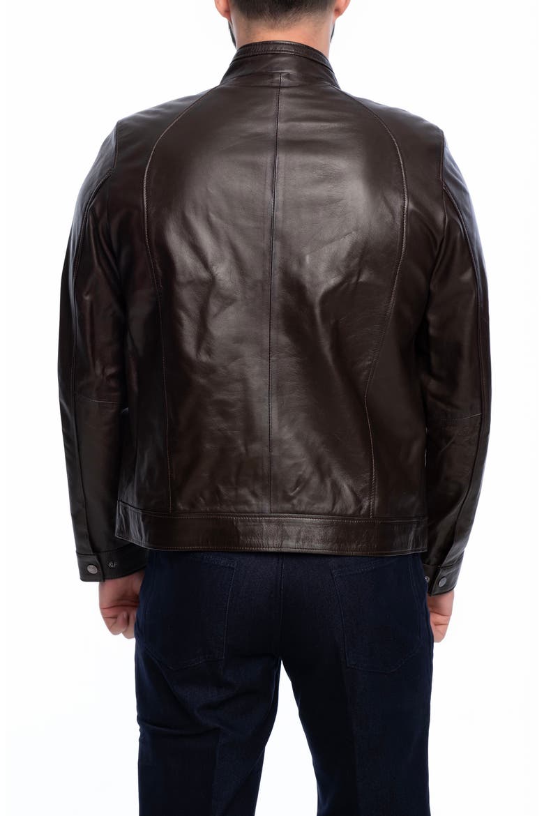 Smooth Leather Jacket, Alternate, color, DARK BROWN