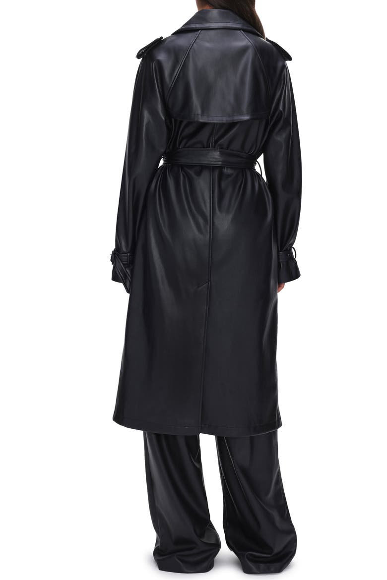 Chino Faux Leather Trench Coat, Alternate, color, BLACK001