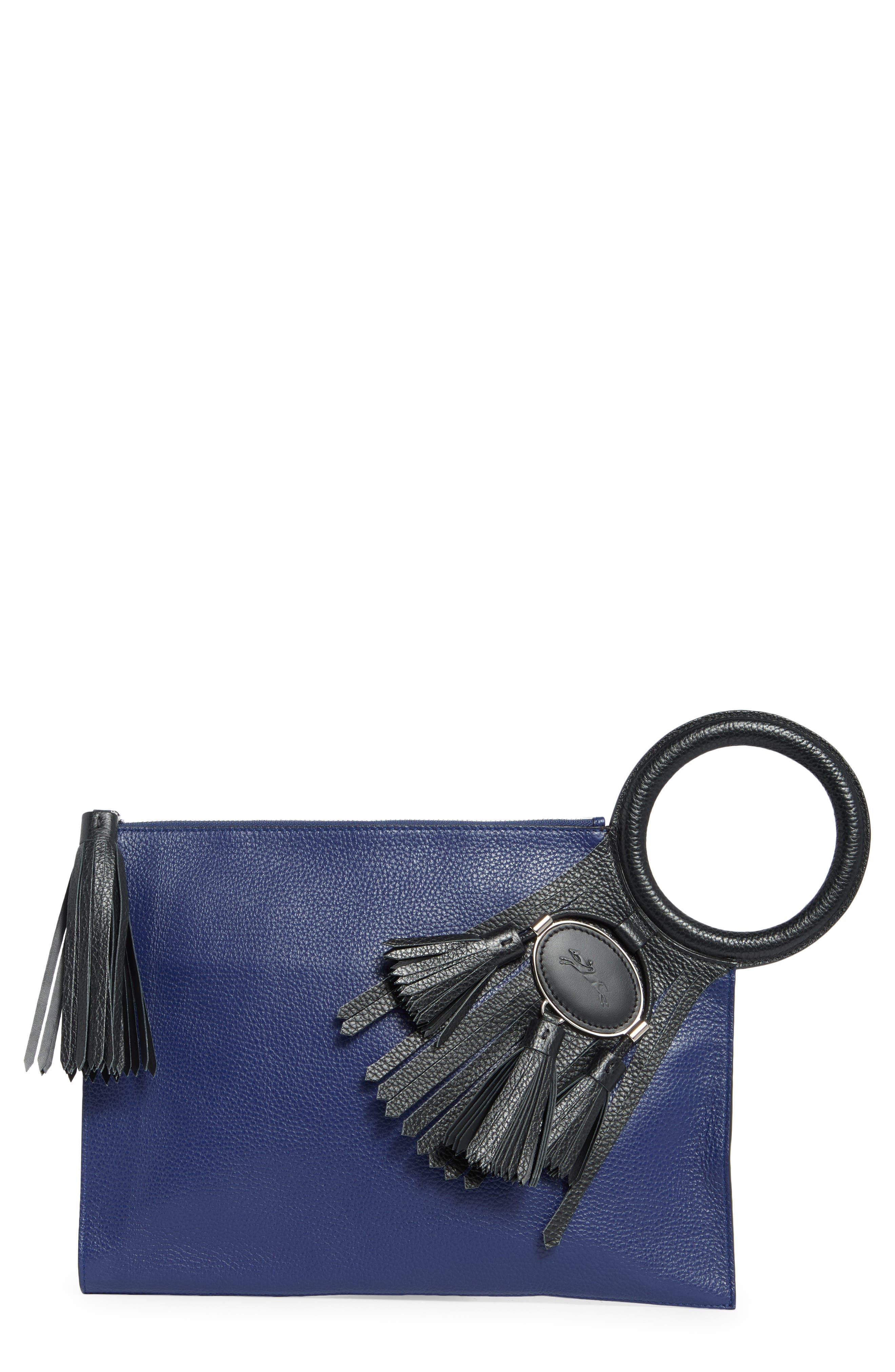 Longchamp Tassel Leather Clutch