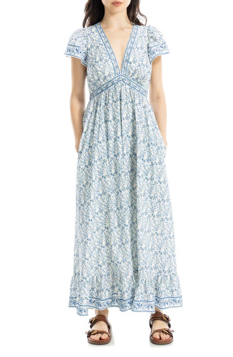 Floral Flutter Sleeve Maxi Dress