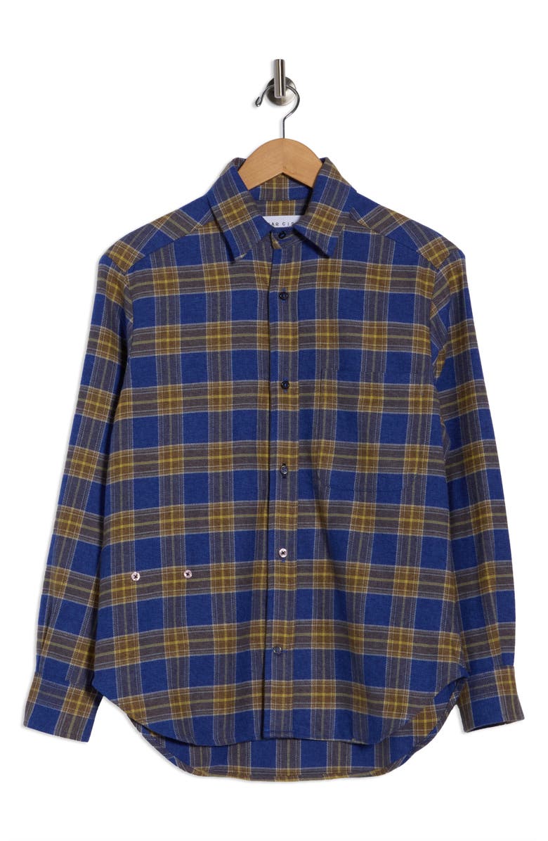 CISSA The Mens Cotton Button-Up Shirt, Alternate, color, Blue Flannel