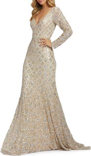 Mac Duggal Geometric Embellished Evening Gown