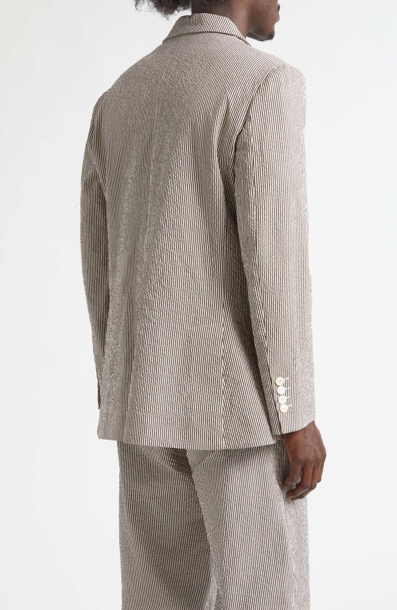 Bode Café Stripe Cotton Stretch Seersucker Sport Coat, Alternate, color, Brown White