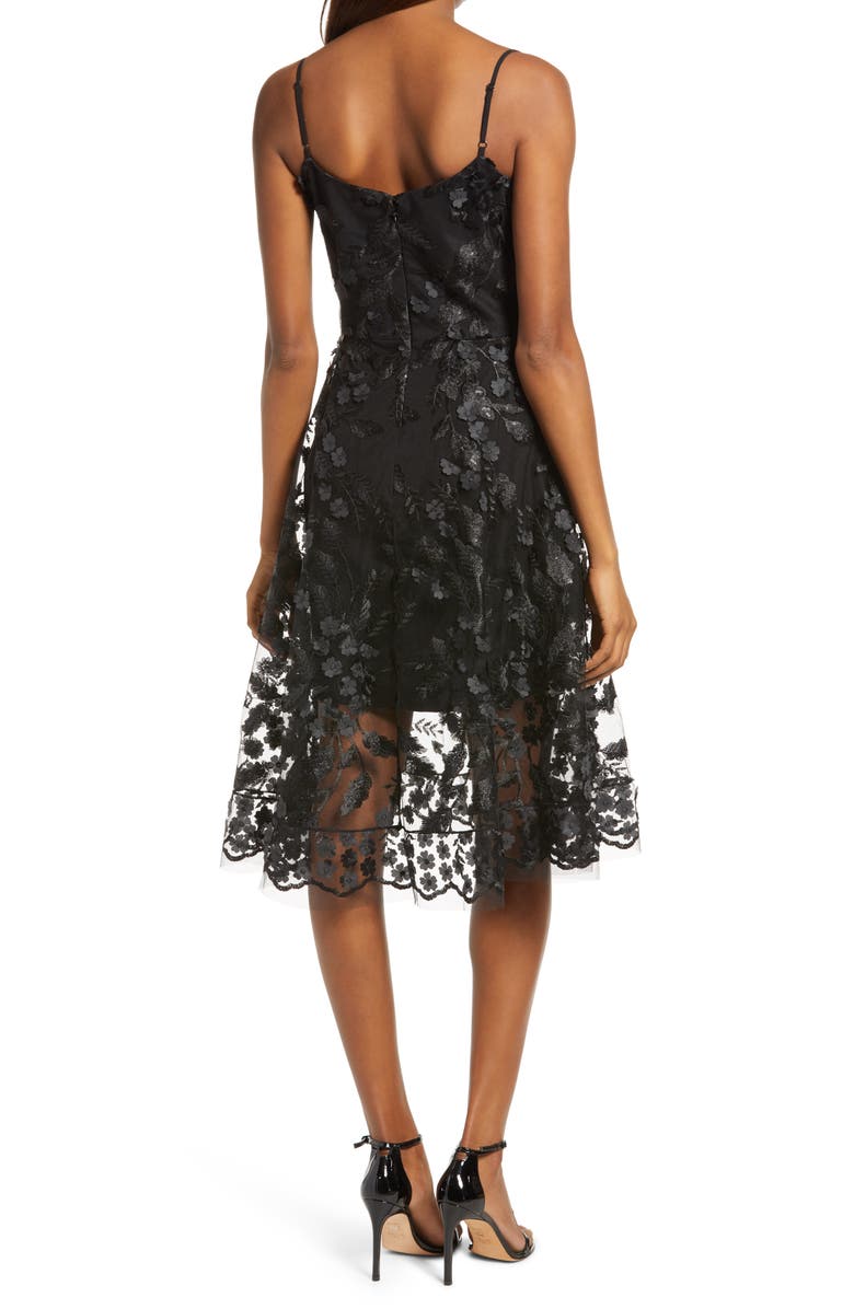 Dress the Population 3D Lace Fit & Flare Dress, Alternate, color, 
