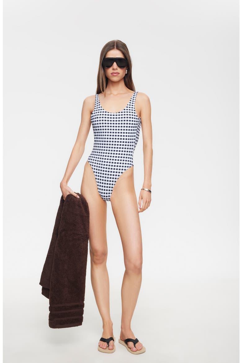 Kenny Gingham One-Piece Swimsuit, Alternate, color, NOIR CHECK