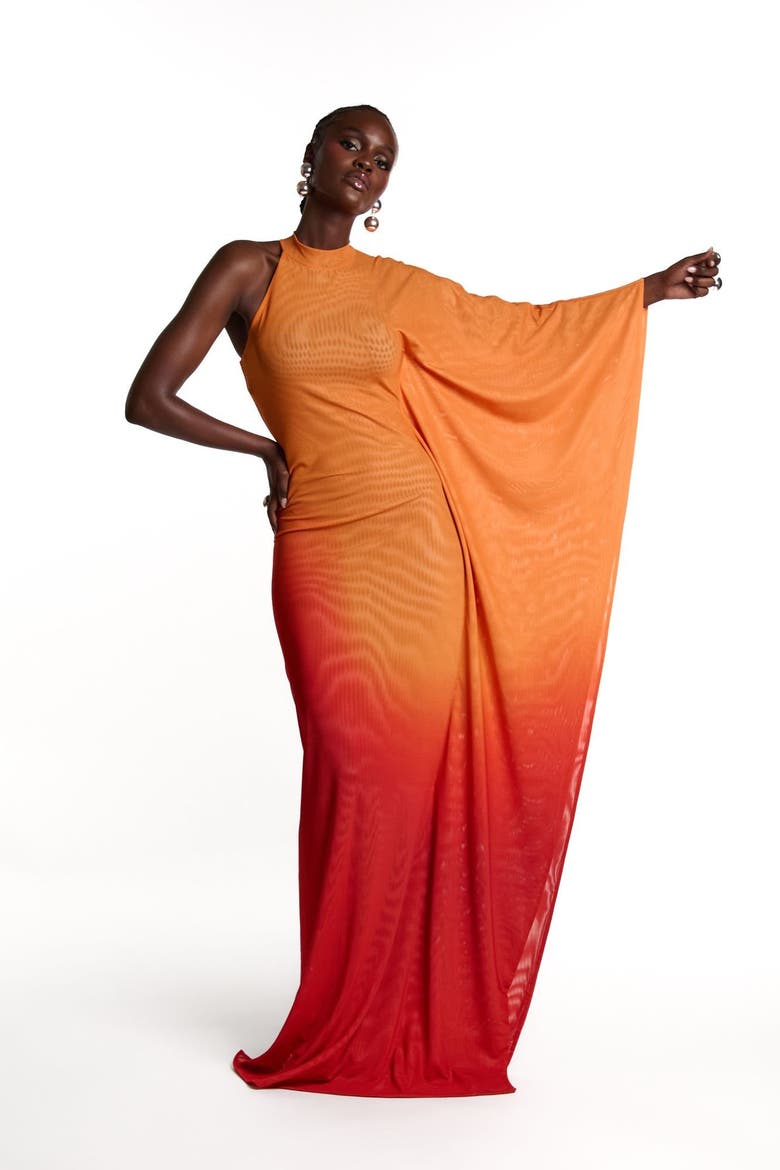 Sahara Kaftan Maxi Dress, Main, color, Orange