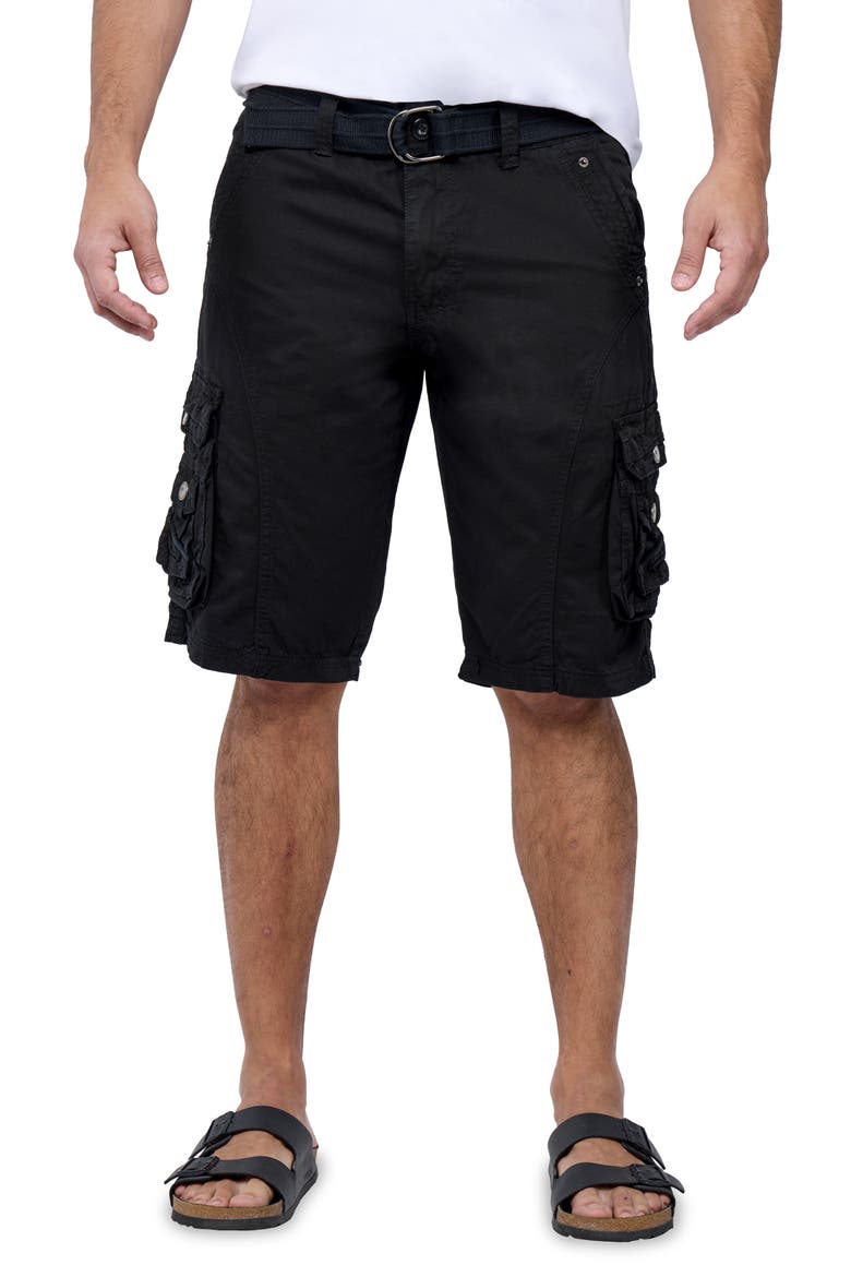 Belted Snap Detail Cargo Pants, Main, color, BLACK