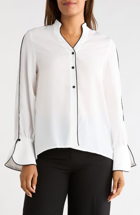 Piped High Neck Shirt