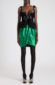 Valentino Embroidered Velvet & Duchesse Silk Minidress