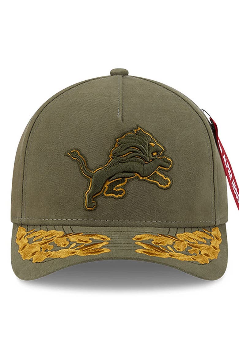 Men's New Era x Alpha Industries  Olive Detroit Lions A-Frame 9FORTY Adjustable Hat, Alternate, color, Olive