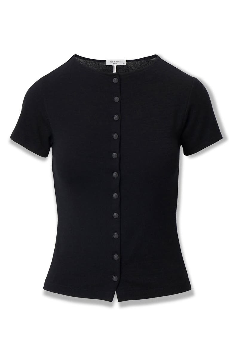 rag & bone The Knit Button T-Shirt, Alternate, color, Black