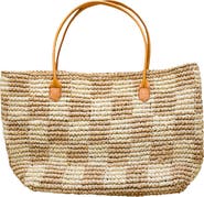 PINK HALEY Lindsey Checker Raffia Tote