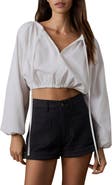 Faherty Nera Coastal Poplin Long Sleeve Crop Top
