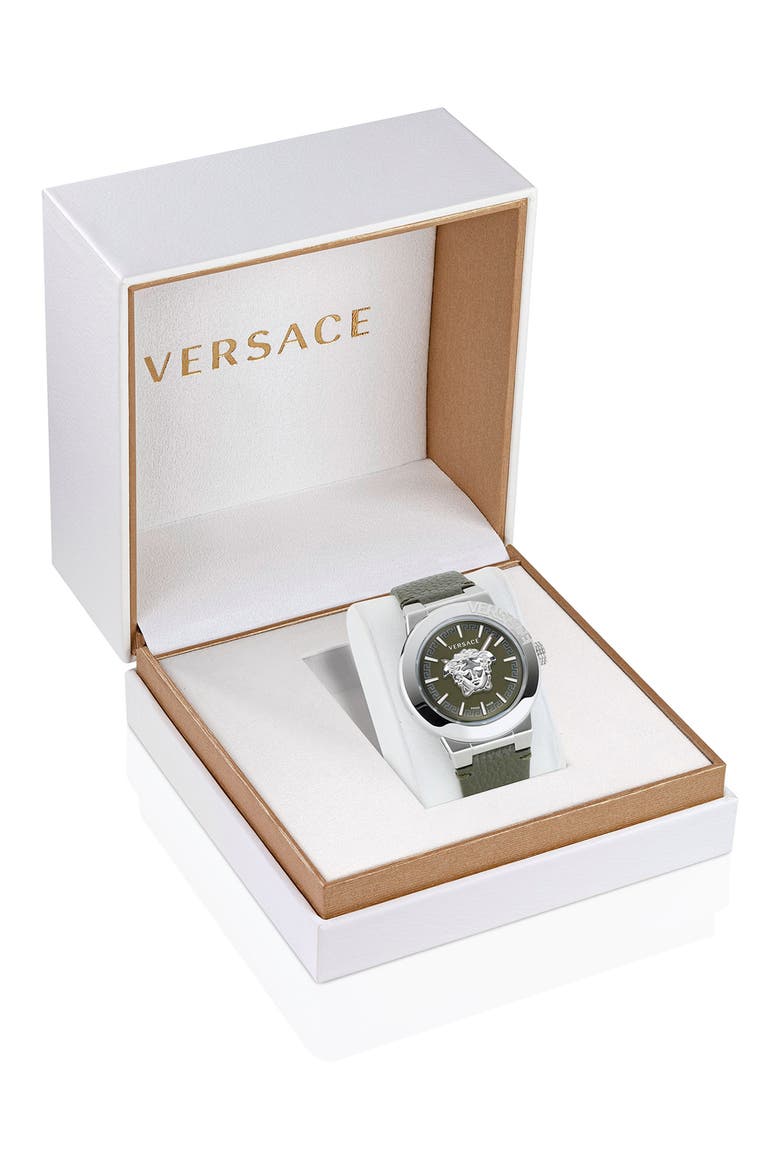 Medusa Infinite Leather Strap Watch, 47mm, Alternate, color, STAINLESS STEEL