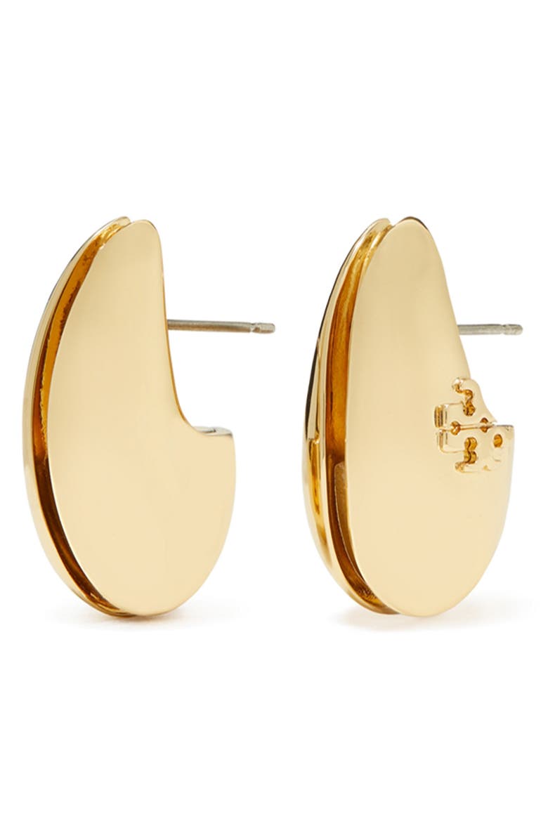 Tory Burch Small Wave Earrings, Alternate, color, Light Brass