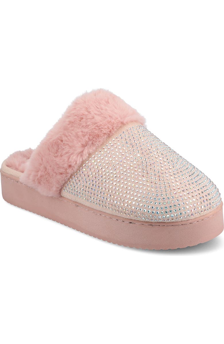 Journee Collection Ember Faux Shearling Slipper, Main, color, Pink