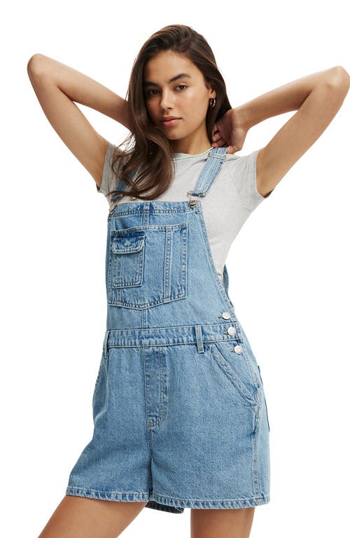 Cotton On Short Denim Overall In Cleanwater Blue