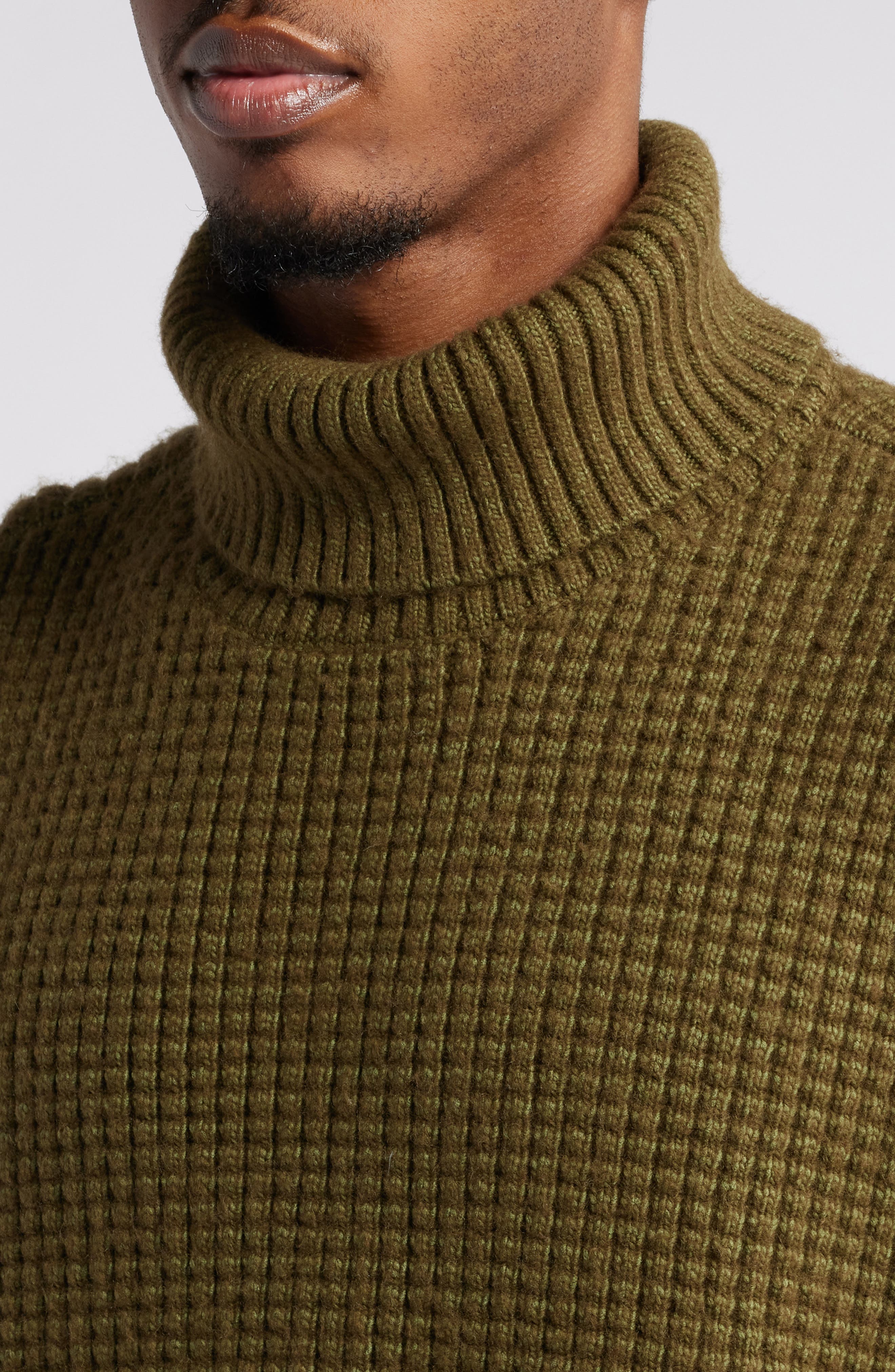 Gender Inclusive Heavy Waffle Knit Turtleneck Sweater (Men