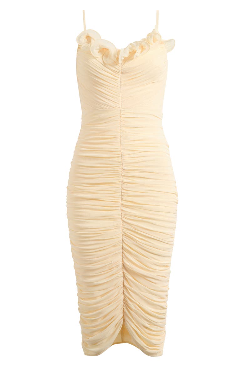 Ruffle Ruched Midi Dress, Alternate, color, YELLOW