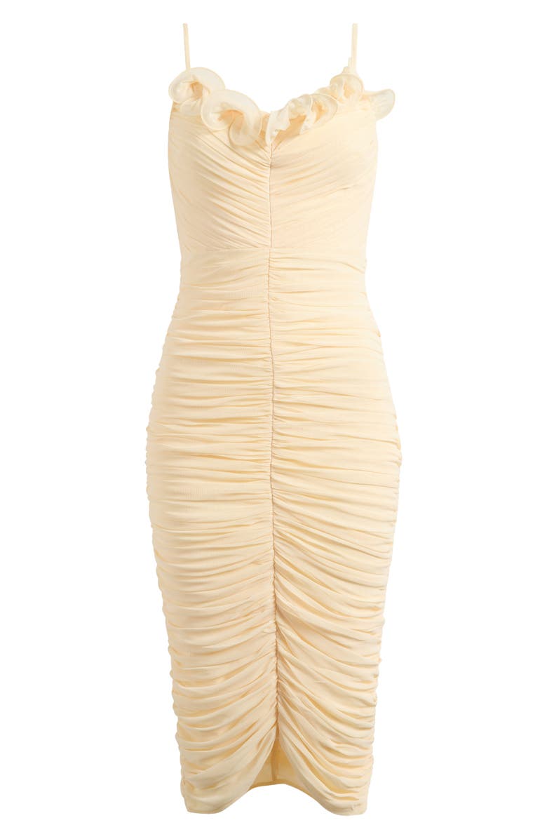 Lipsy Ruffle Ruched Midi Dress, Alternate, color, Yellow