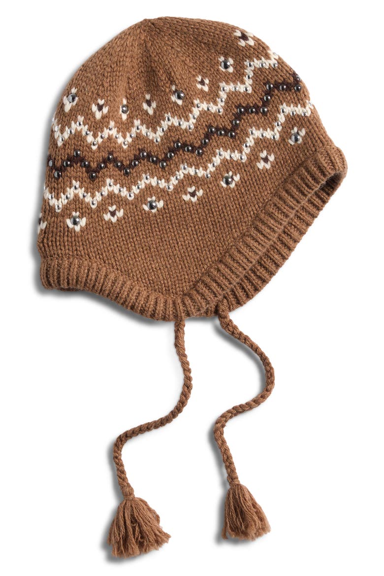 Fallon Stud Fair Isle Hat, Main, color, CAMEL MULTI