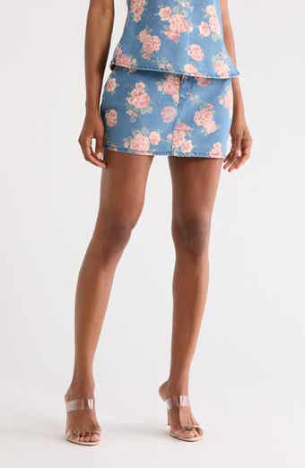 Floral Printed Denim Miniskirt