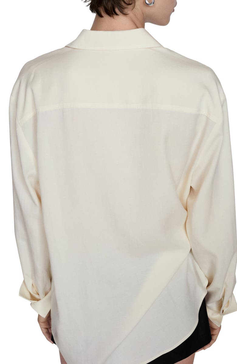 MANGO Oversize Lyocell Blend Button-Up Shirt, Alternate, color, 
