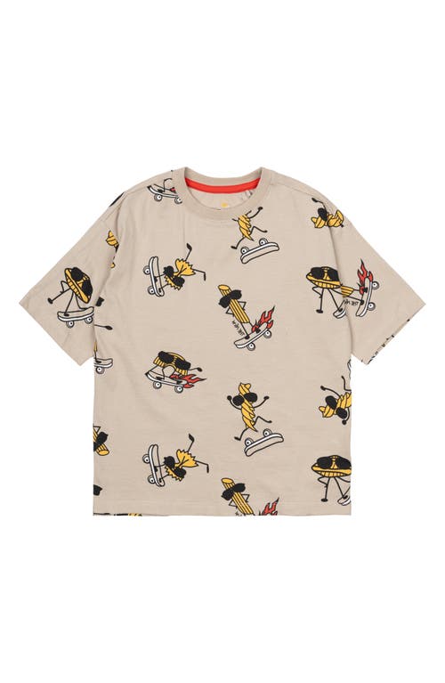 The New Kids' Narfalle Print Organic Cotton T-shirt In Feather Grey