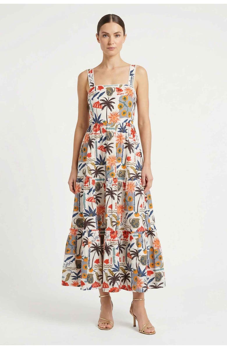 Change of Scenery Lizzie Printed Tiered Midi Dress, Alternate, color, Riviera