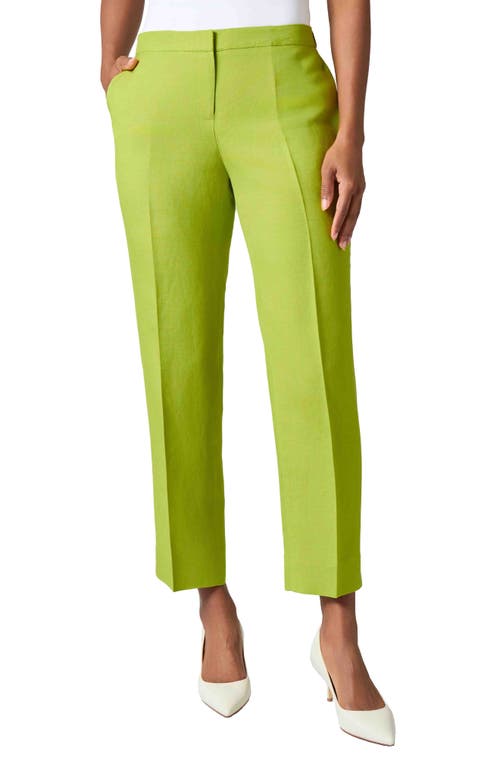Kasper Linen Blend Ankle Pants In Kiwi