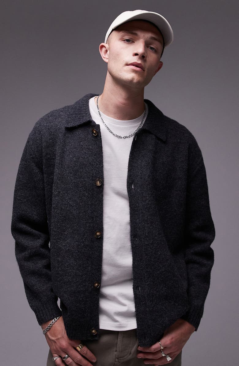 Topman Collared Cardigan, Main, color, 