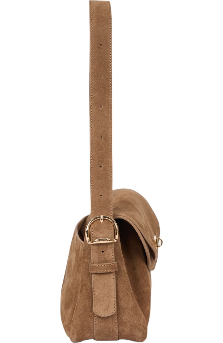 SANDRO Le Mambo suede leather bag, Alternate, color, Beige