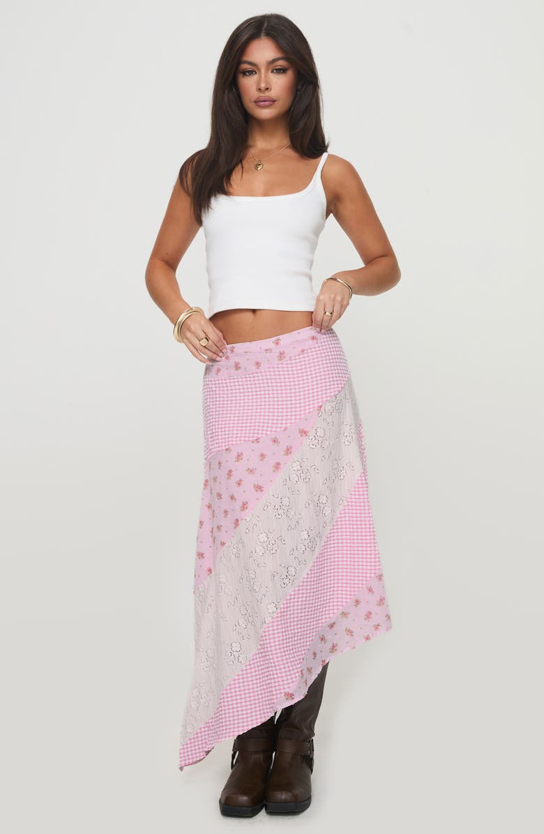 Princess Polly Rennar Mixed Print Asymmetric Skirt, Alternate, color, Pink Multi