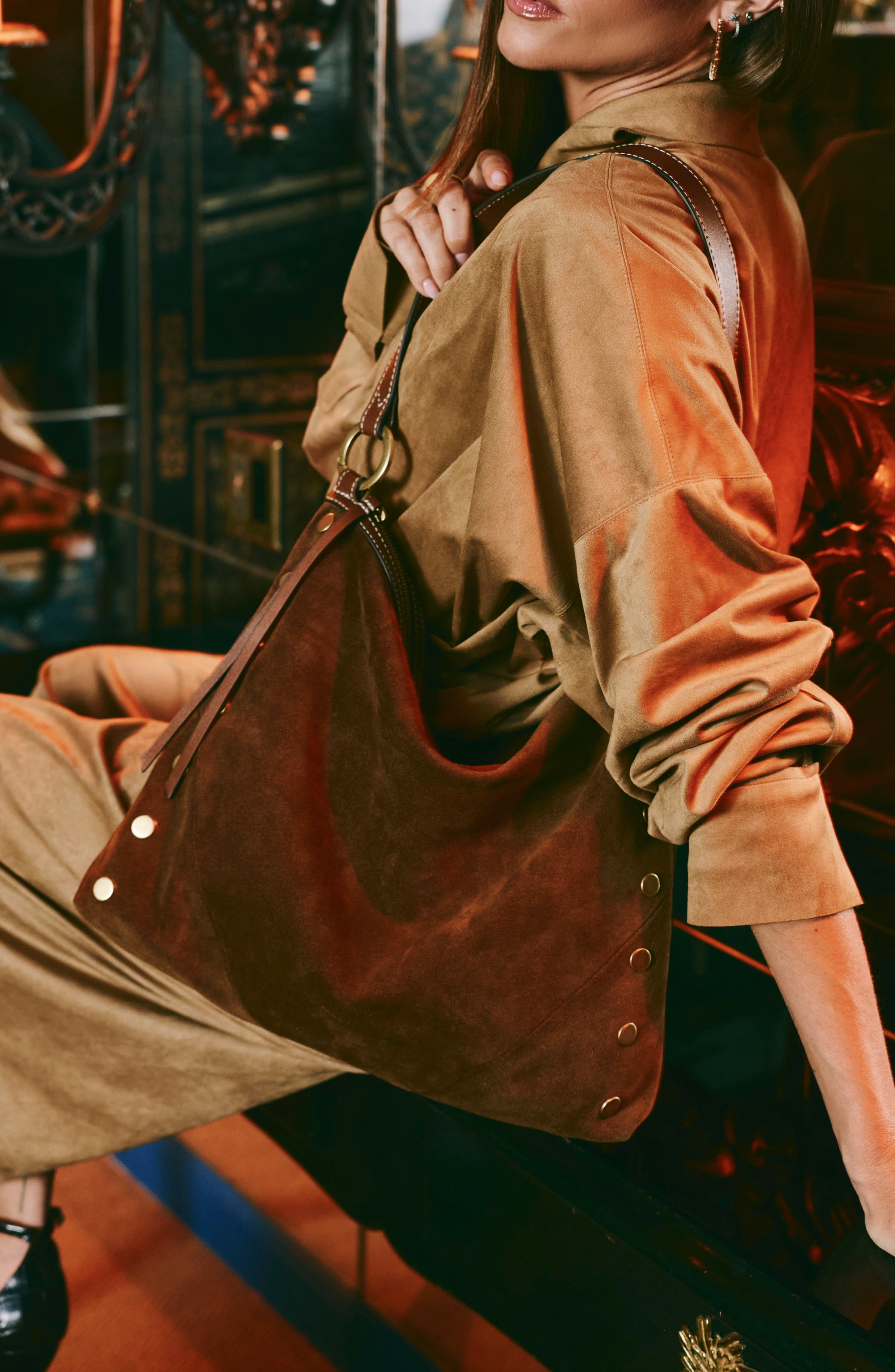 Kyle Large Suede Hobo, Alternate, color, CINNAMON SUEDE/ANTIQUE GOLD