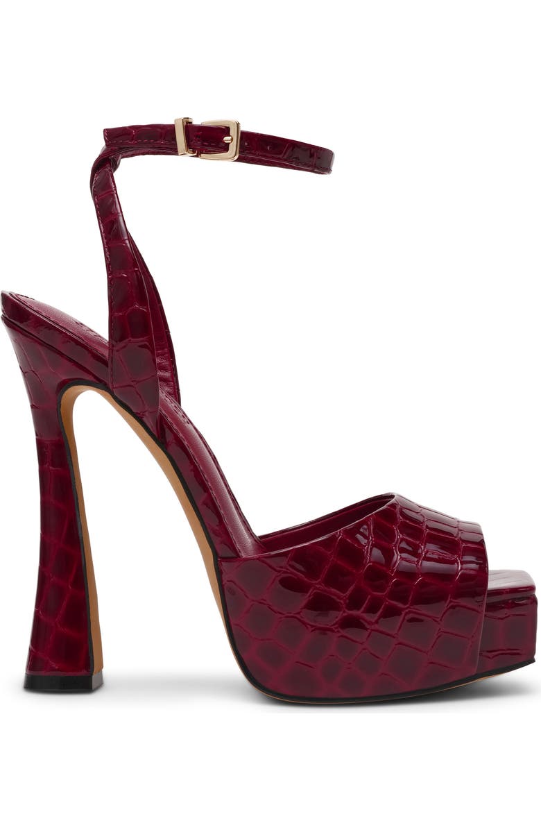 Steve Madden Sass Ankle Strap Platform Sandal, Alternate, color, Red Croco