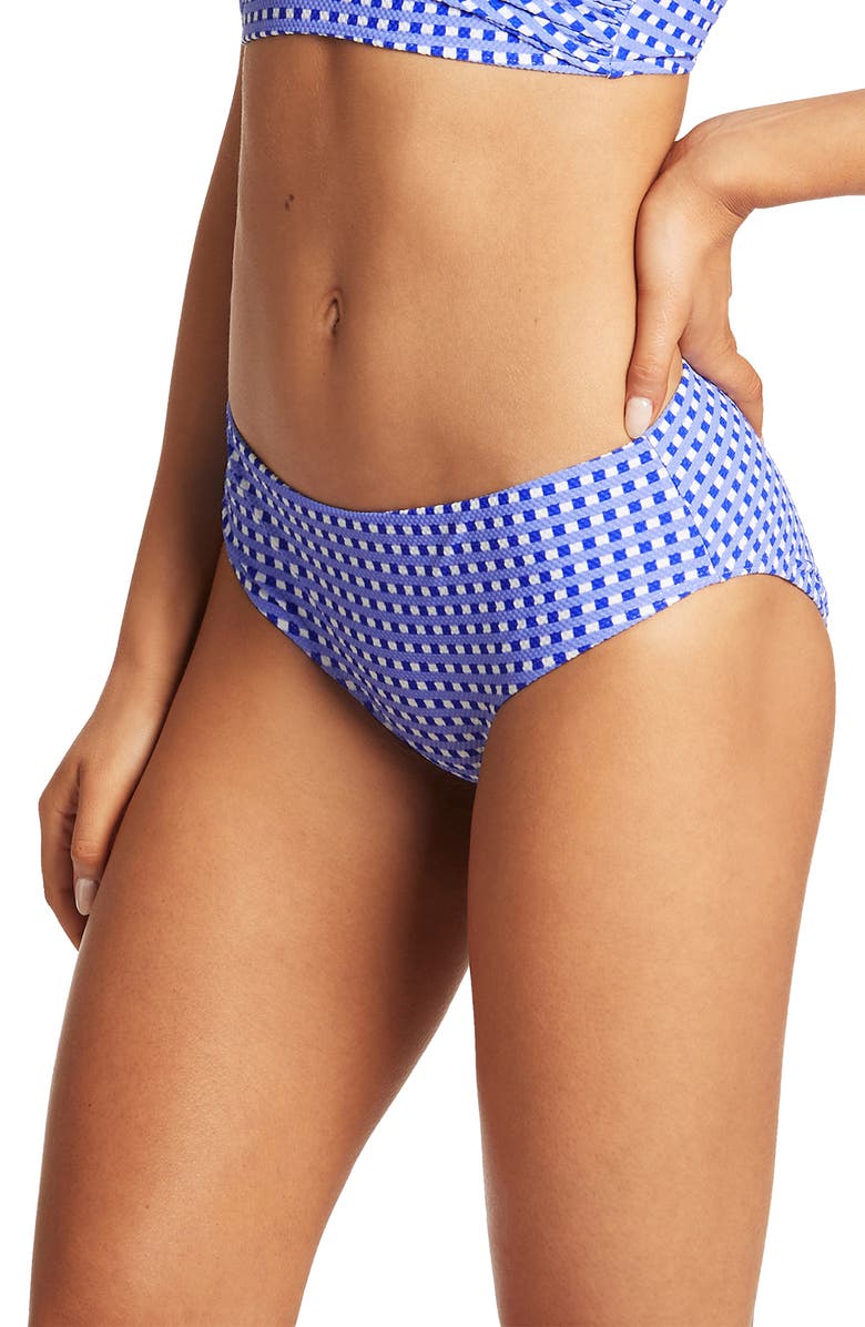 Sea Level Checkmate Mid Bikini Bottoms, Alternate, color,