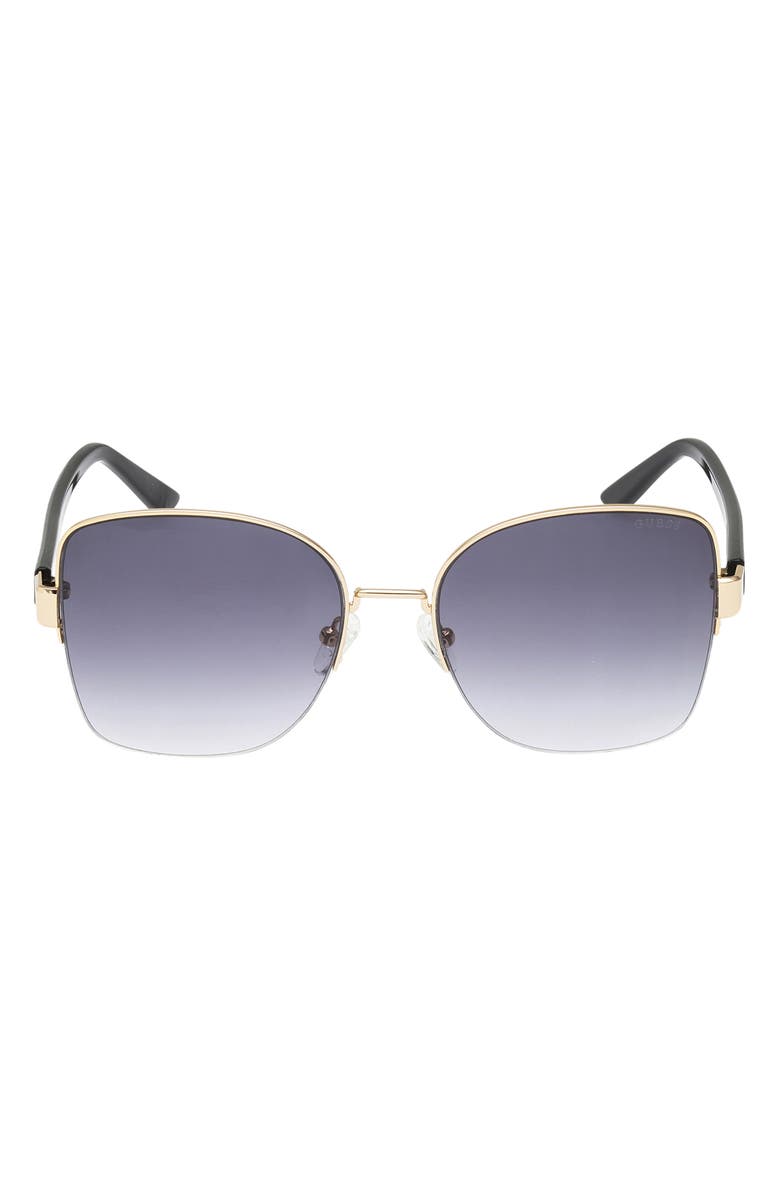 GUESS 59mm Gradient Butterfly Sunglasses, Main, color, Gold / Gradient Smoke