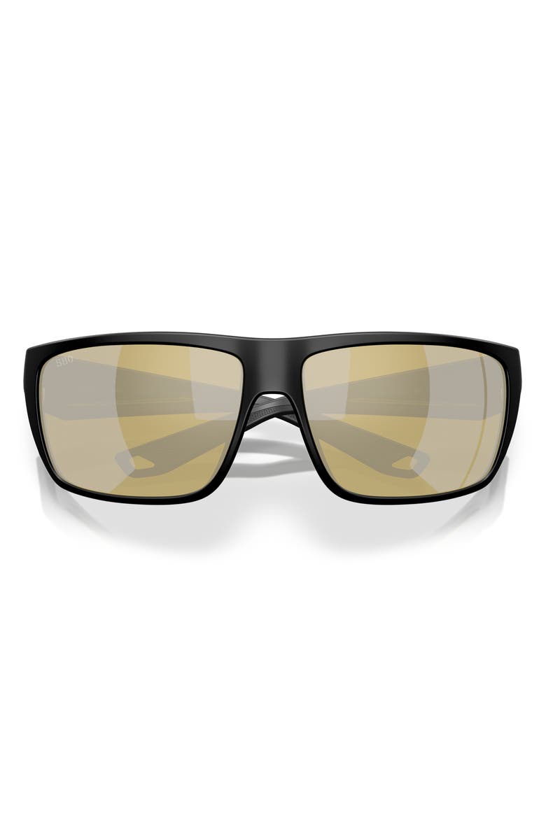 Costa Del Mar 64mm Polarized Rectangular Sunglasses, Alternate, color, Black/ Sunrise Silver 580G