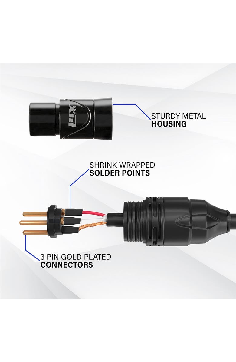 Lyxpro 10 ft Balanced XLR Cable, Male to Female, 3 Pin Microphone Cable, Alternate, color, Black