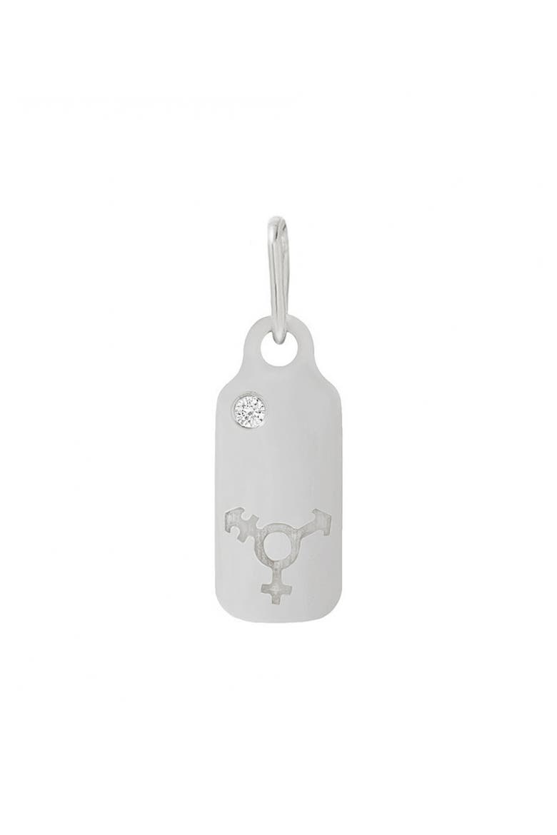 Icons - Transgender Diamond Dog Tag Pendant, Main, color, WHITE GOLD