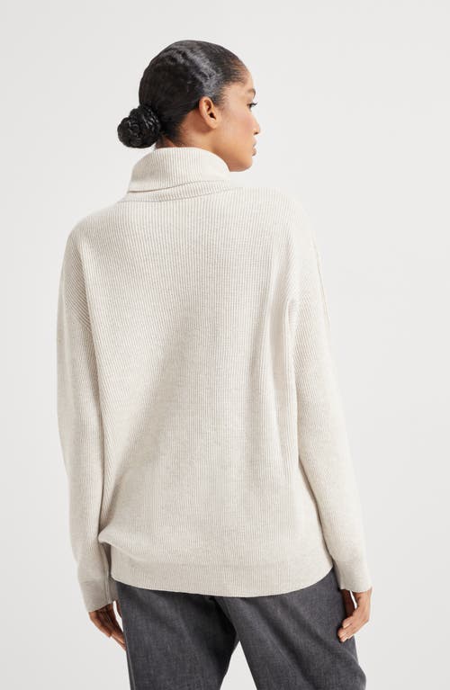 Brunello Cucinelli Ribbed Cashmere Roll-neck Jumper In Oyster