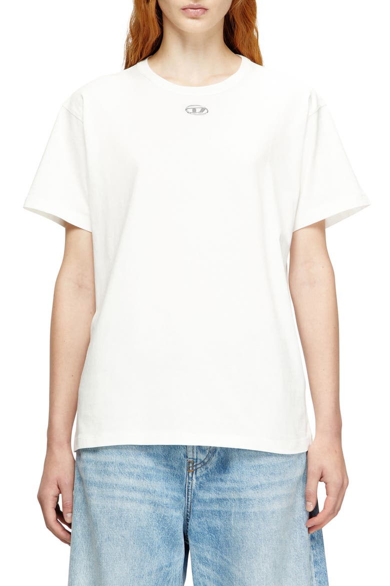 T-Normy-OD-S1 Metallic Oval D Cutout T-Shirt, Main, color, OFF/ WHITE