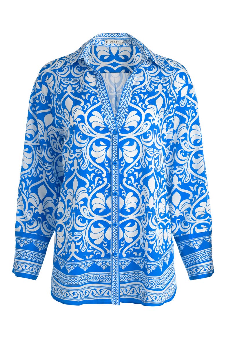 Kiva Oversize Mixed Print Button-Up Shirt, Alternate, color, SOIREE TRUEBLUE