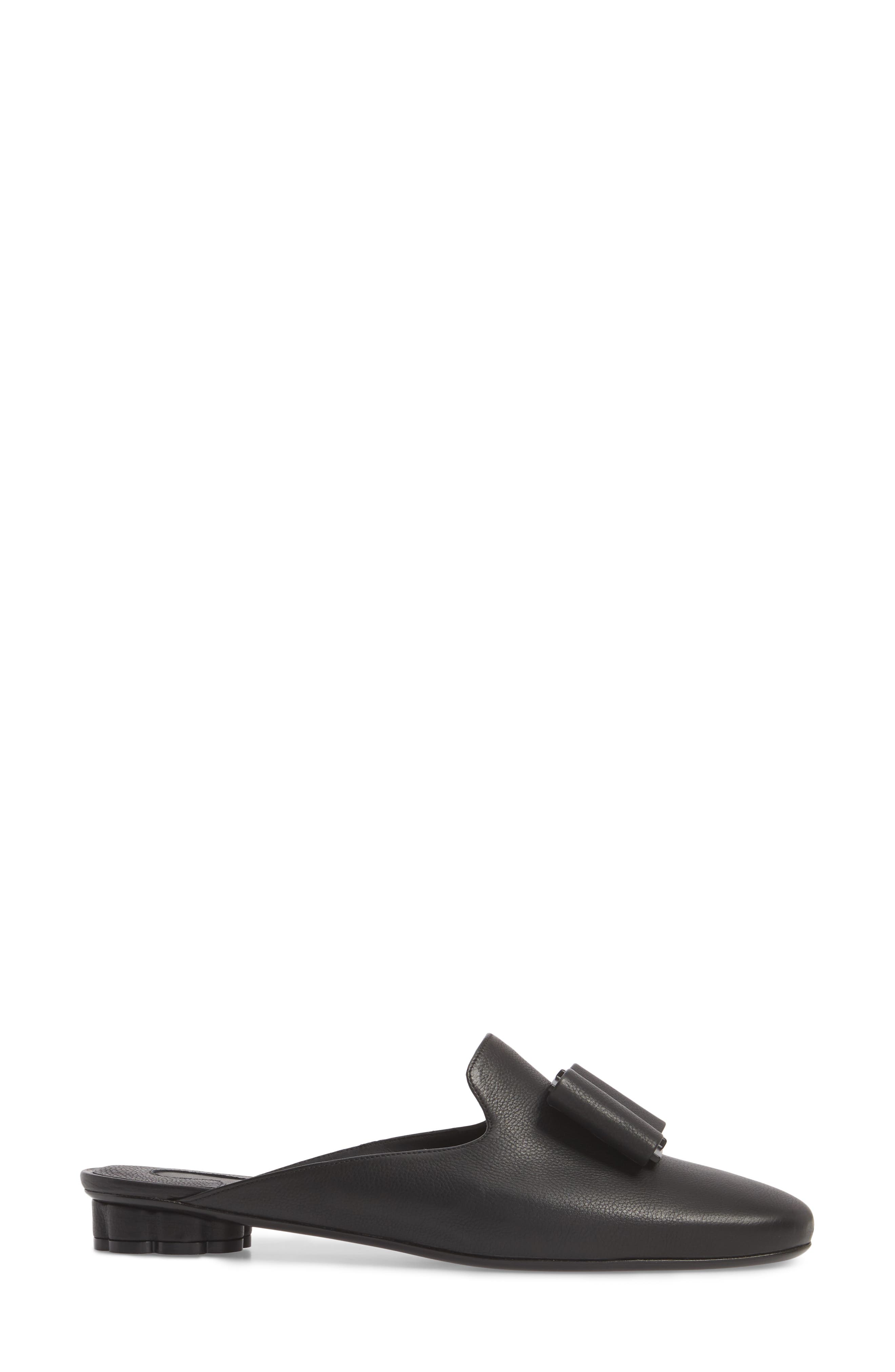 Salvatore Ferragamo Sciacca Bow Loafer Mule, Alternate, color, BLACK