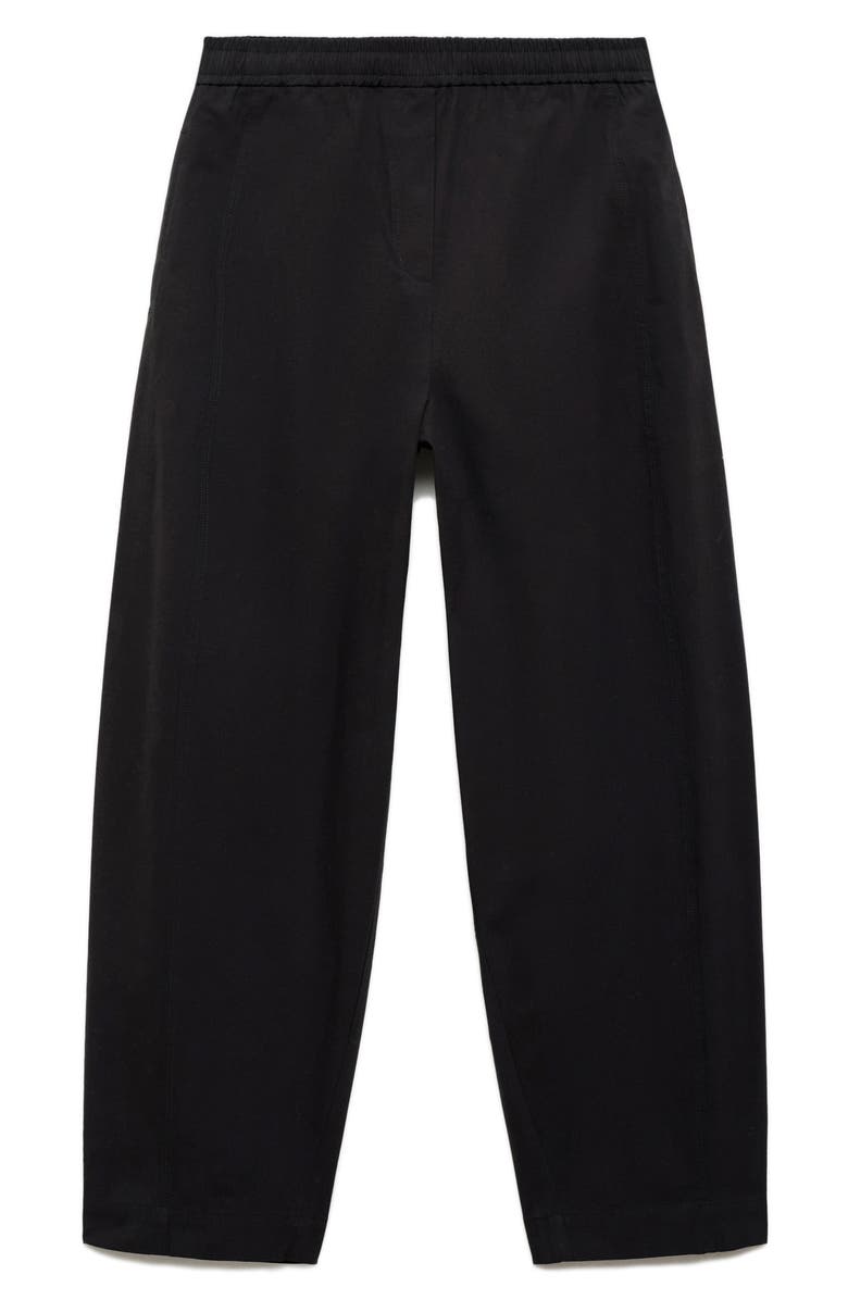 MANGO Pull-On Stretch Cotton Pants, Alternate, color, Black