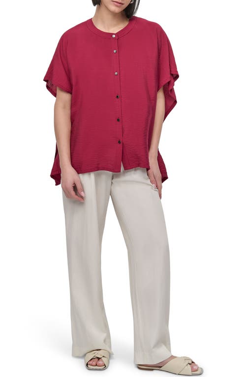 Dkny Textured Voile Button-up Shirt In Burgundy