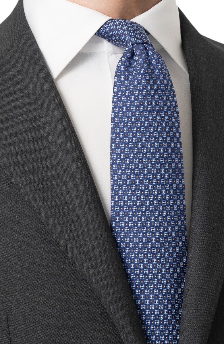 Eton Micro Floral Silk Tie, Alternate, color, Dark Blue